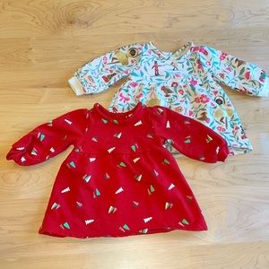Tucker + Tate Holiday Dresses in size 6 Months Nutcracker + Trees, Lot of 2